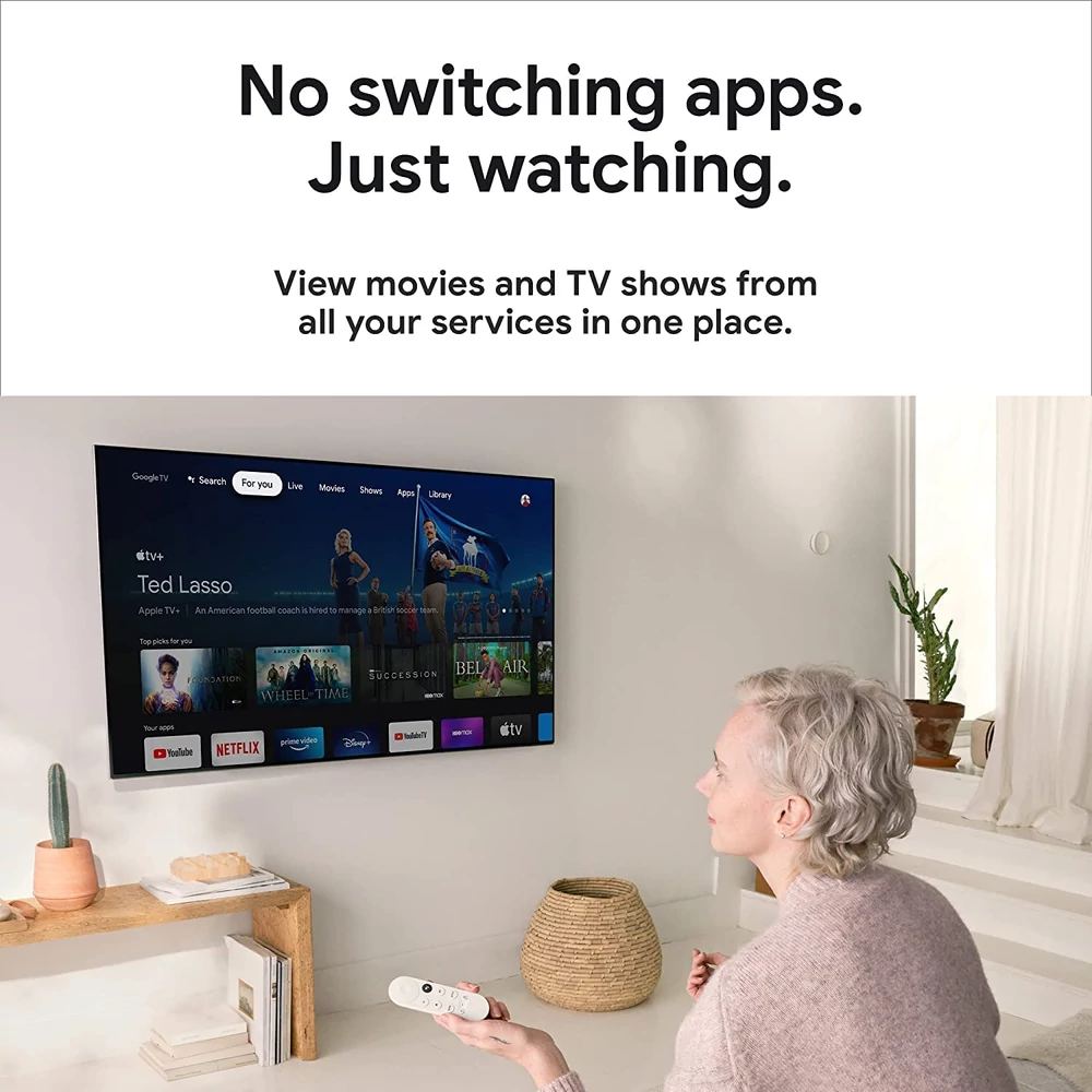 Google Chromecast + Google TV (4K) - Fehér (GA01919)