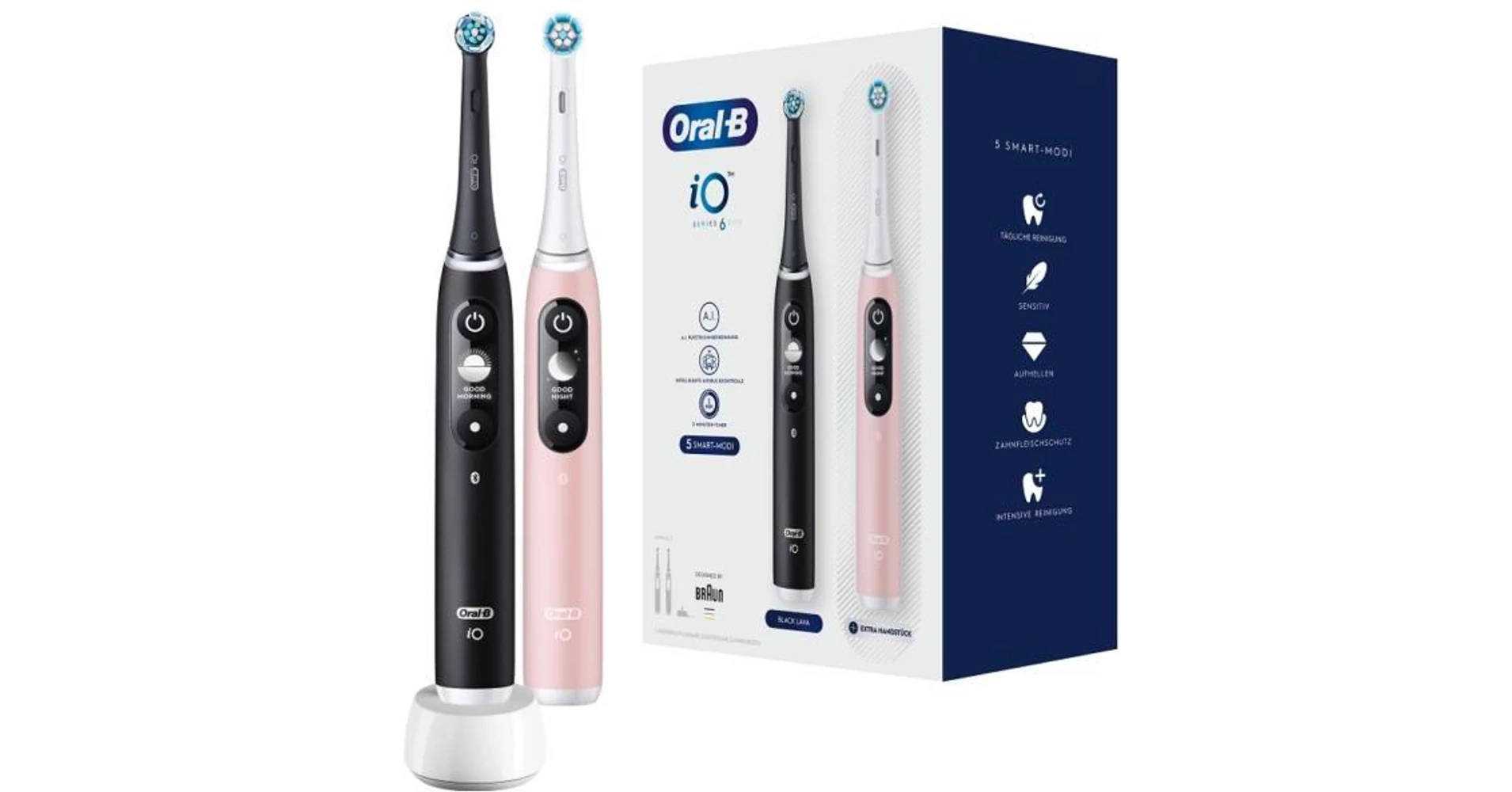 Oral-B IO Series 6 Duo Elektromos Fogkefe - Fekete + Rózsaszín