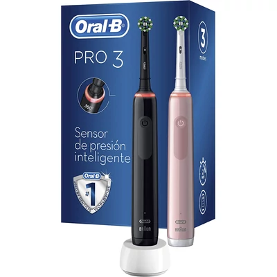 Oral-B PRO 3 3900 DUO Cross Action elektromos fogkefe - Fekete/Rózsaszín