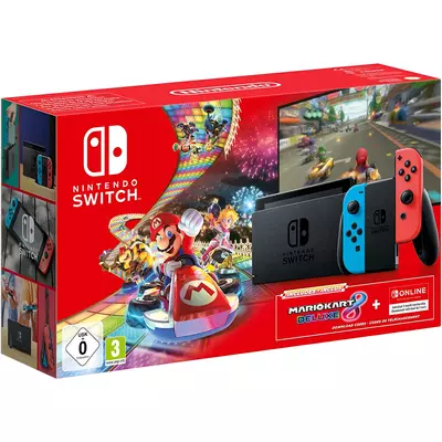 Nintendo Switch + Mario Kart 8 Deluxe játék + 3 hónap Nintendo Online előfizetés  (Piros-Kék)