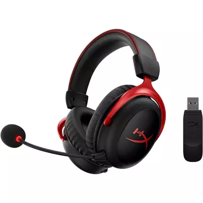 HyperX Cloud II Wireless gaming headset - Fekete/Piros (4P5K4AA)