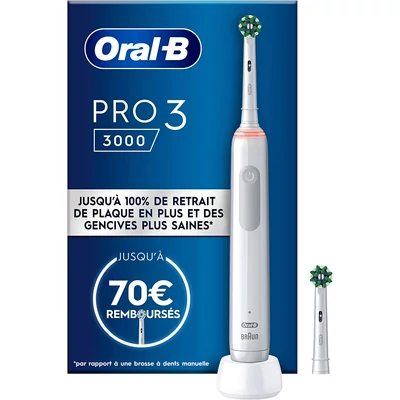 Oral-B Pro 3 3000 Cross Action elektromos fogkefe, 2 fejjel - Fehér