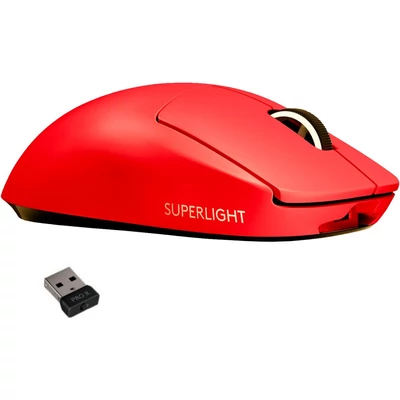 Logitech G Pro X Superlight Vezeték nélküli egér - Piros (910-006785)