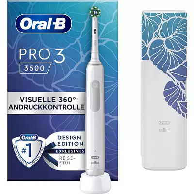 Oral-B PRO 3 3500 Cross Action Design Edition elektromos fogkefe + Utazótok (Leveles) - Fehér