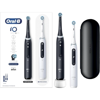 Oral-B iO Series 5 Duo elektromos fogkefe - Fekete + Fehér