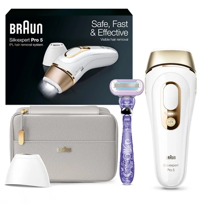 Braun PL5157 Silk-expert Pro 5 IPL villanófényes szőrtelenítő - Fehér/Arany