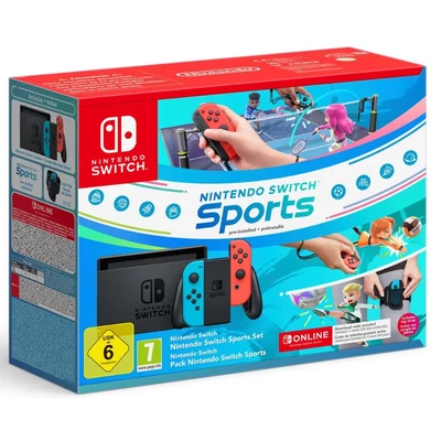 Nintendo Switch + Switch Sports + 12 hónap Nintendo Online előfizetés  (Piros-Kék)