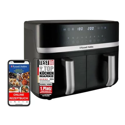 Russell Hobbs Rapid SatisFry Dupla kosaras Forrólevegős sütő 9L - Fekete (27681-56)