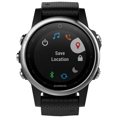 Garmin Fenix 5S okosóra - Ezüst lunetta/Fekete szíj (010-01685-02)