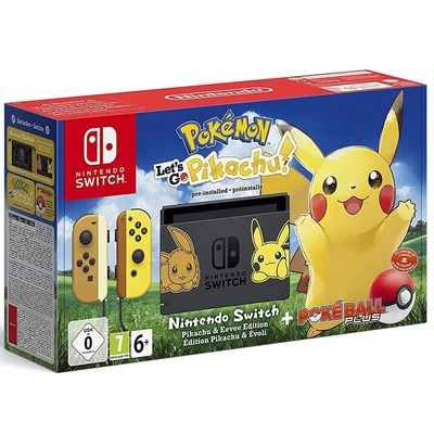 Nintendo Switch (Pokémon Edition) + Let's Go Pikachu játék + Pokéball (Bontott doboz)