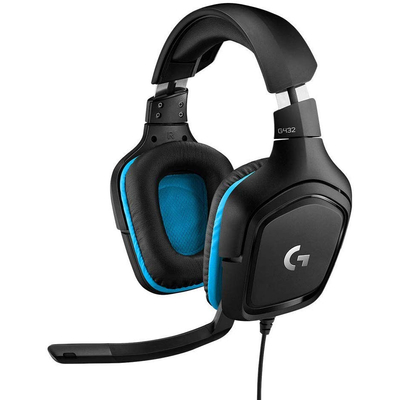 Logitech G432 7.1 vezetékes gaming headset - Fekete/Kék (981-000770)