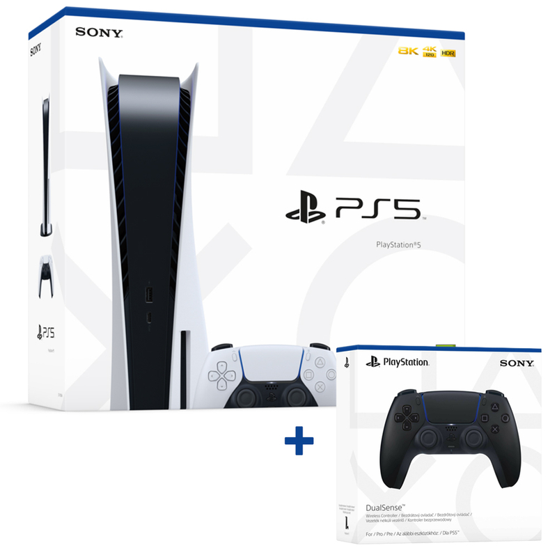 Sony PlayStation®5 (PS5) (CFI-1216A) + Sony Dualsense Wireless Controller (Fekete)