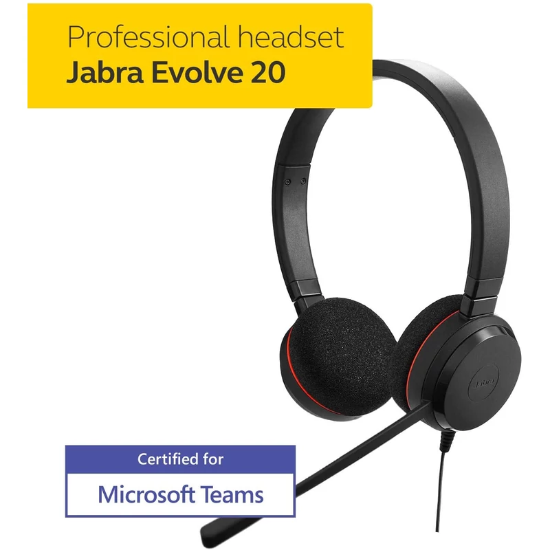 Jabra Evolve 20 MS Stereo USB Headset - Fekete (4999-823-109)