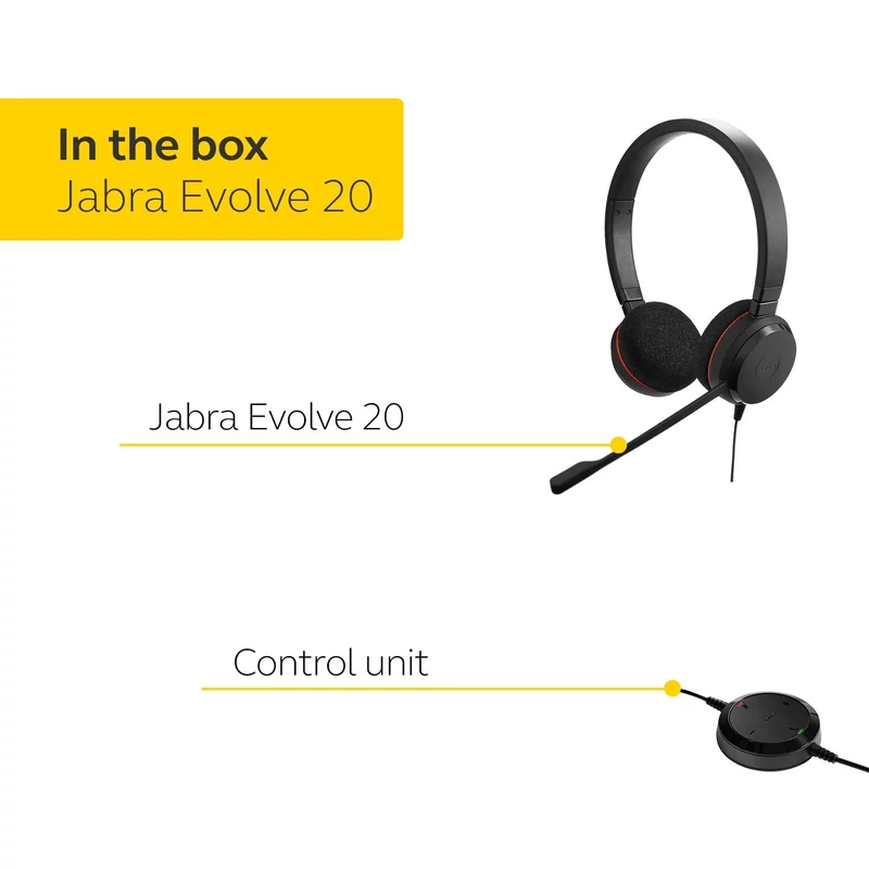 Jabra Evolve 20 MS Stereo USB Headset - Fekete (4999-823-109)