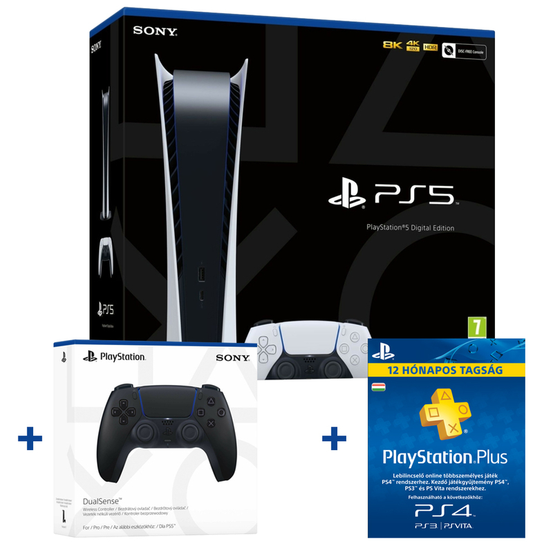 Sony PlayStation®5 Digital Edition (PS5) + Sony DualSense™ Wireless Controller + PSN 1 éves előfizetés