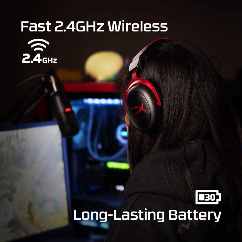 HyperX Cloud II Wireless gaming headset - Fekete/Piros (4P5K4AA)