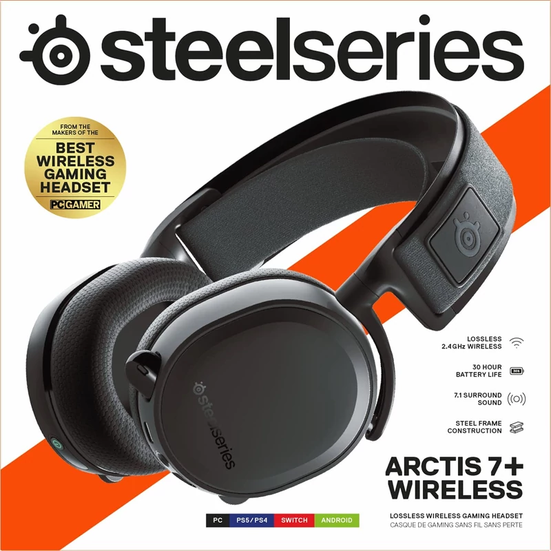 SteelSeries Arctis 7+ Wireless Gaming Headset - Fekete (61470)