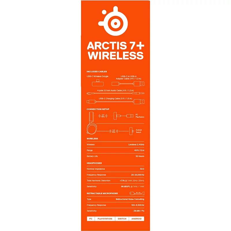 SteelSeries Arctis 7+ Wireless Gaming Headset - Fekete (61470)