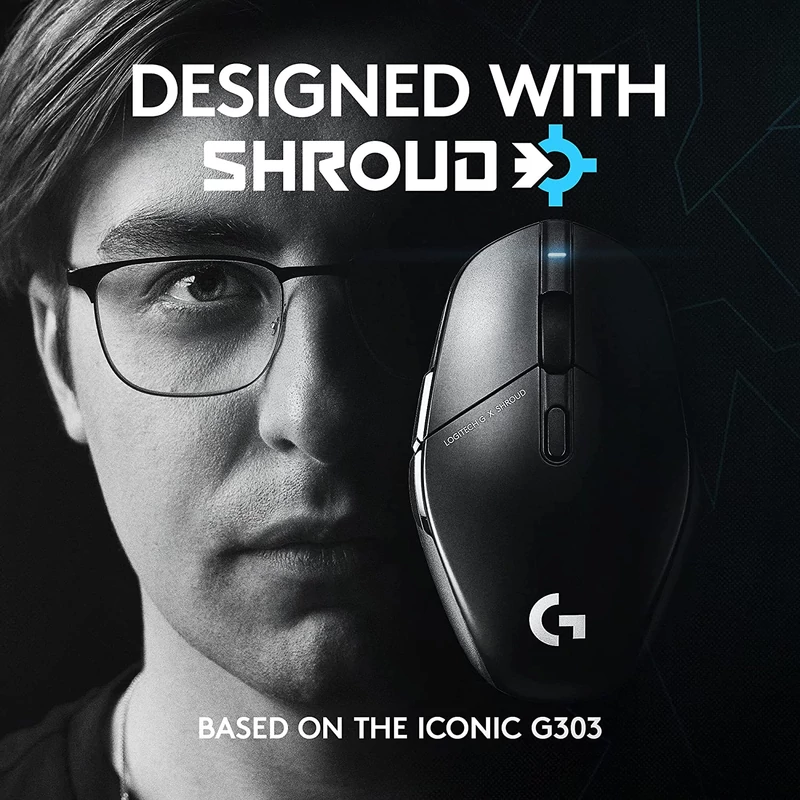 Logitech G303 Shroud Edition Lightspeed Hero 25K wireless gaming egér - Fekete
