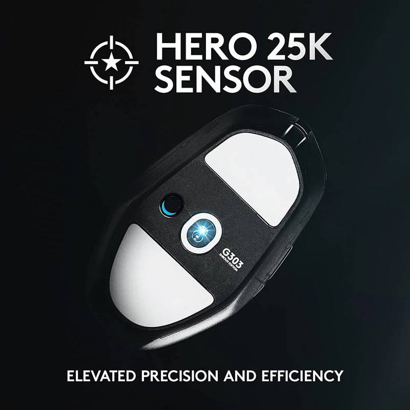 Logitech G303 Shroud Edition Lightspeed Hero 25K wireless gaming egér - Fekete