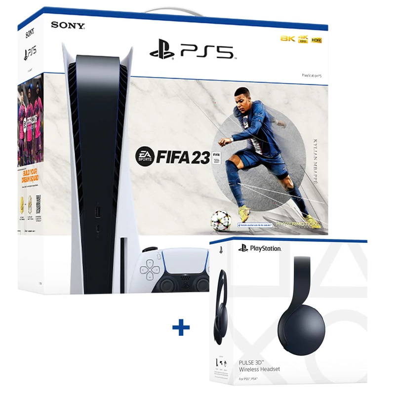 Sony PlayStation®5 (PS5) (CFI-1216A) + Fifa 23 játék + Sony PULSE 3D Headset (fekete)