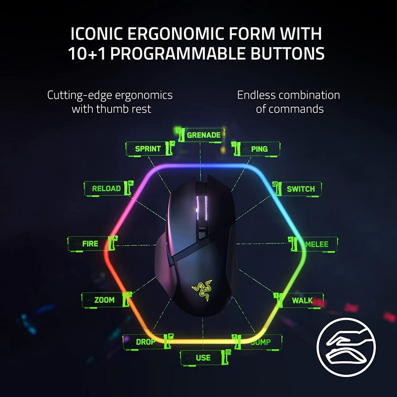 Razer Basilisk V3 Pro wireless egér - Fekete (RZ01-04620100-R3G1)