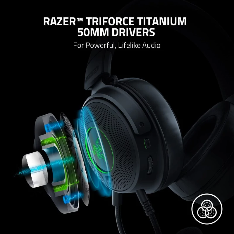 Razer Kraken V3 Wired USB Gaming headset - Fekete (RZ04-03770200-R3M1)