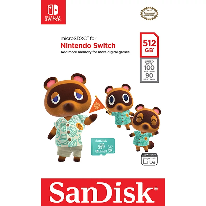 Sandisk Nintendo Switch Micro SDXC 512GB UHS-I U3 (SDSQXAO-512G-GNCZN)