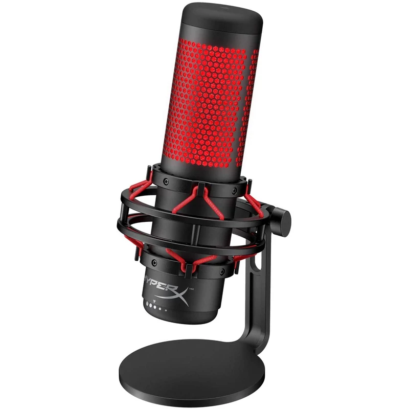 HyperX QuadCast mikrofon - Fekete/Piros (HX-MICQC-BK)