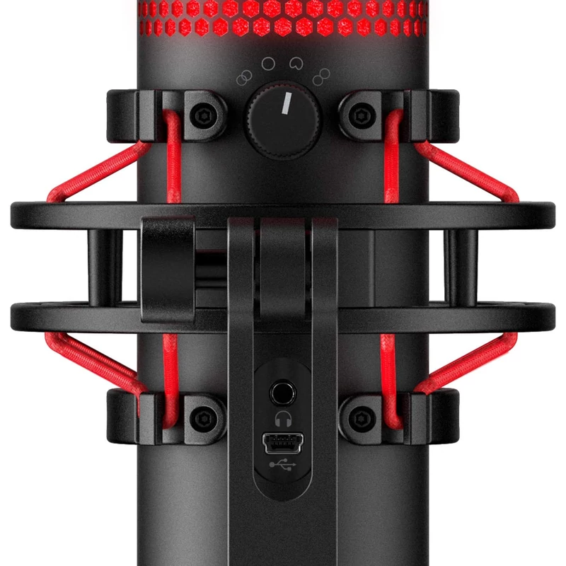 HyperX QuadCast mikrofon - Fekete/Piros (HX-MICQC-BK)