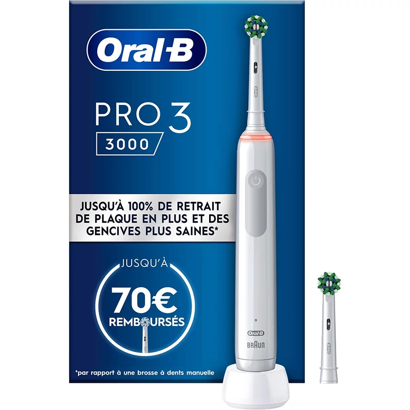 Oral-B Pro 3 3000 Cross Action elektromos fogkefe, 2 fejjel - Fehér
