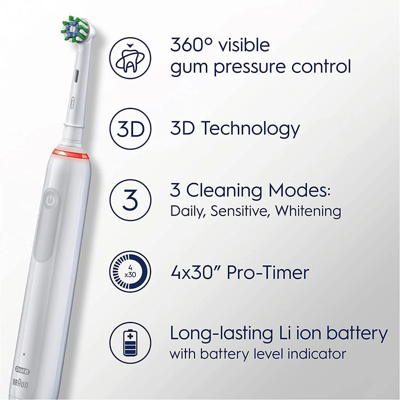 Oral-B PRO 3 3500 Cross Action Design Edition elektromos fogkefe + Utazótok - Fehér