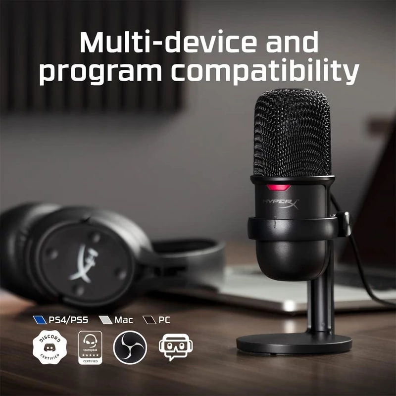 HyperX QuadCast mikrofon - Fekete/Piros (HX-MICQC-BK)