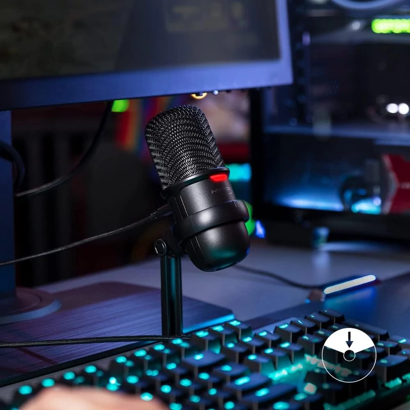 HyperX QuadCast mikrofon - Fekete/Piros (HX-MICQC-BK)