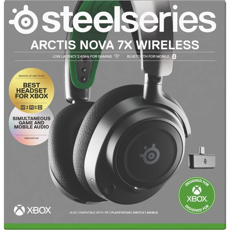 SteelSeries Arctis Nova 7X Wireless Gaming Headset for Xbox - Fekete/Zöld (61565)
