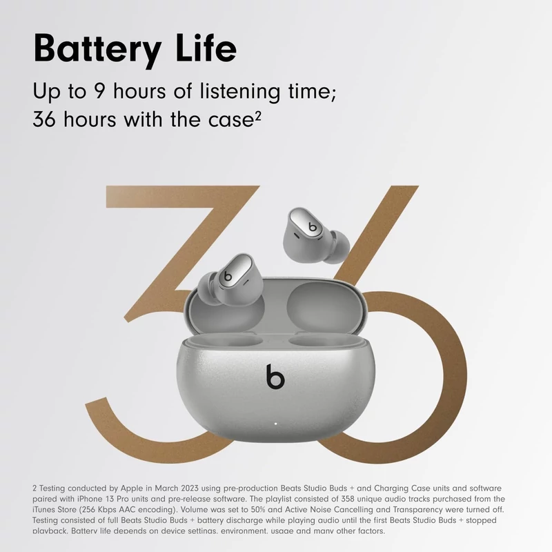 Beats Studio Buds + True Wireless zajszűrős fülhallgató (2023) – Ezüst
