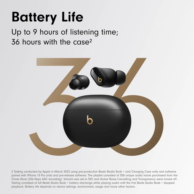 Beats Studio Buds + True Wireless zajszűrős fülhallgató (2023) – Fekete