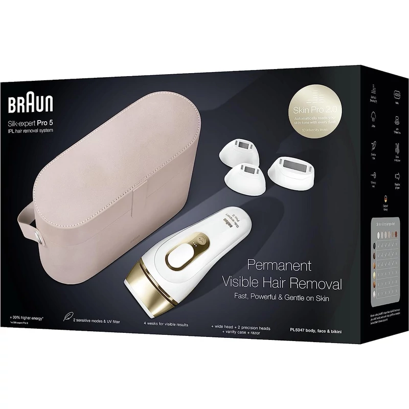 Braun PL5347 Silk-expert Pro 5 IPL villanófényes szőrtelenítő - Fehér/Arany
