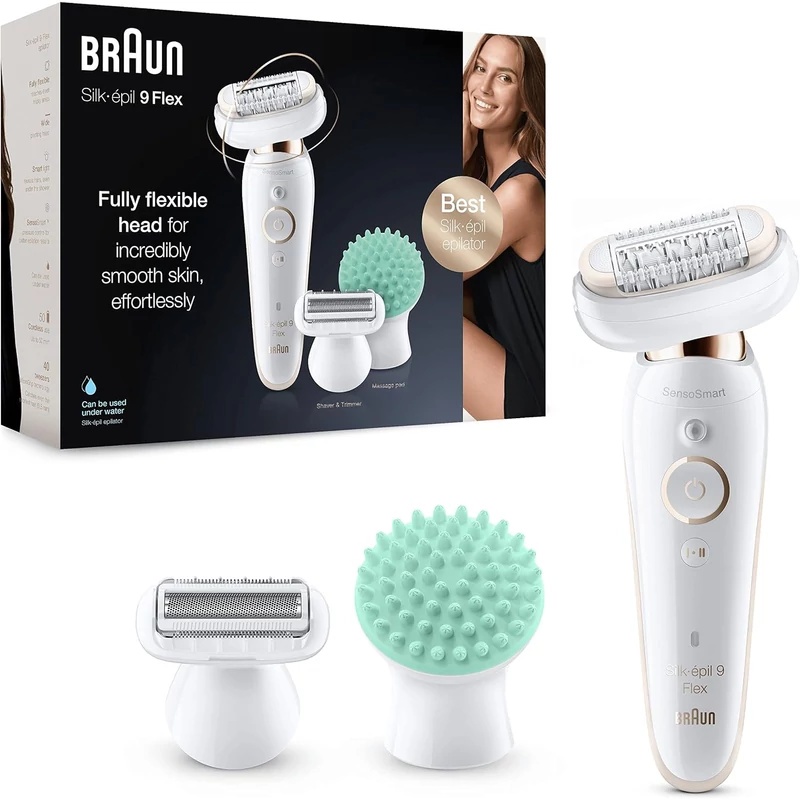Braun Silk-épil 9 Flex 9020 epilátor + 6 kiegészítő - Fehér/Arany (SE9F9020)