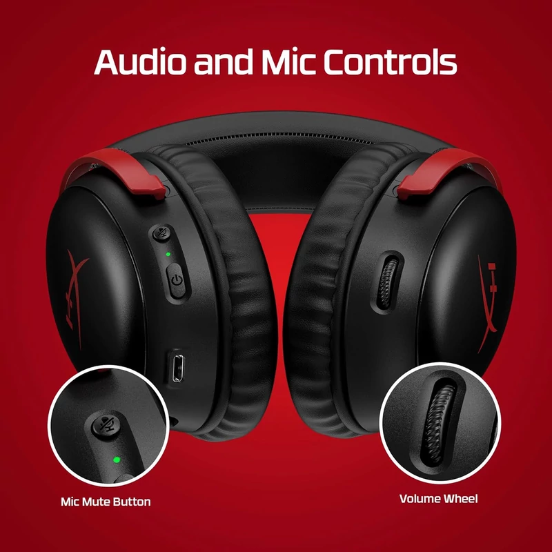 HyperX Cloud III Wireless gaming headset - Fekete/Piros (77Z46AA)