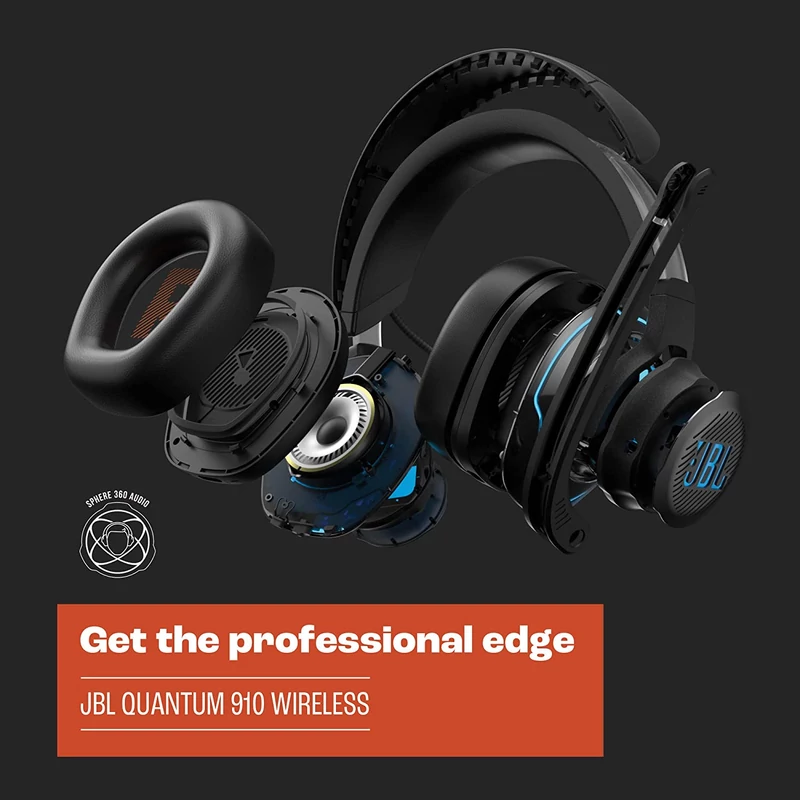 JBL Quantum 910 vezeték nélküli fejhallgató - Fekete (JBLQ910WLBLK)