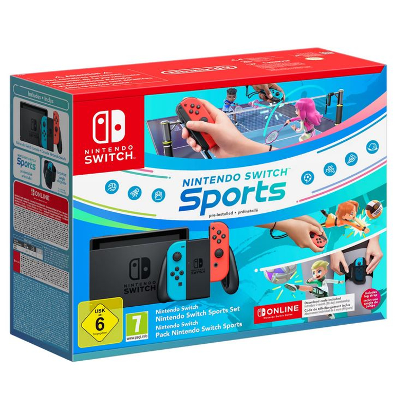Nintendo Switch + Switch Sports + 3 hónap Nintendo Online előfizetés  (Piros-Kék)
