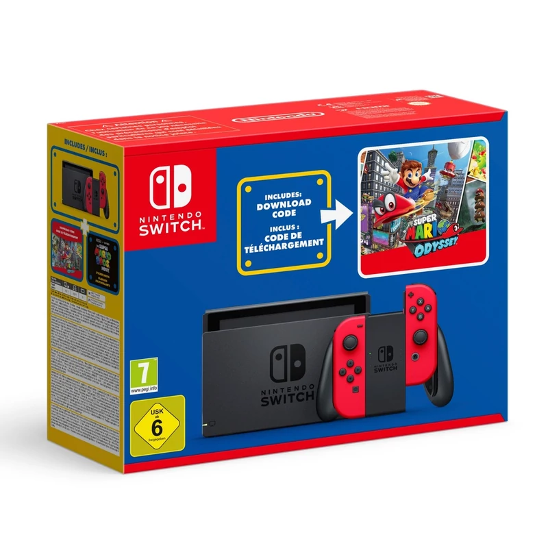 Nintendo Switch (Piros) +Mario Odyssey letöltőkód