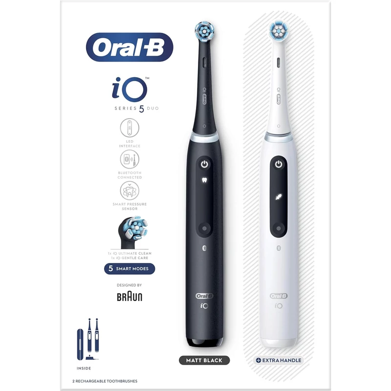 Oral-B iO Series 5 Duo elektromos fogkefe - Fekete + Fehér