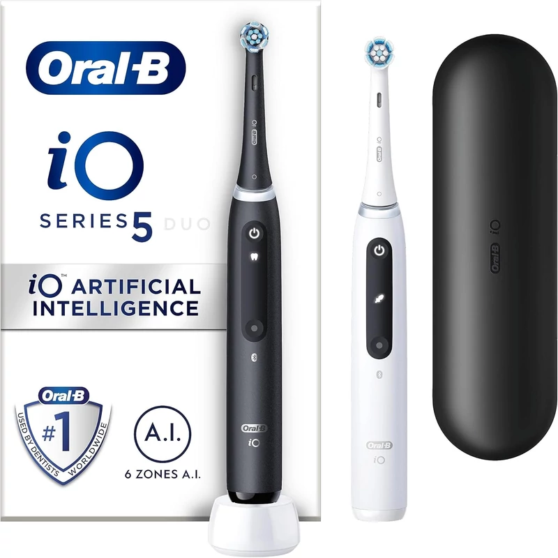 Oral-B iO Series 5 Duo elektromos fogkefe - Fekete + Fehér