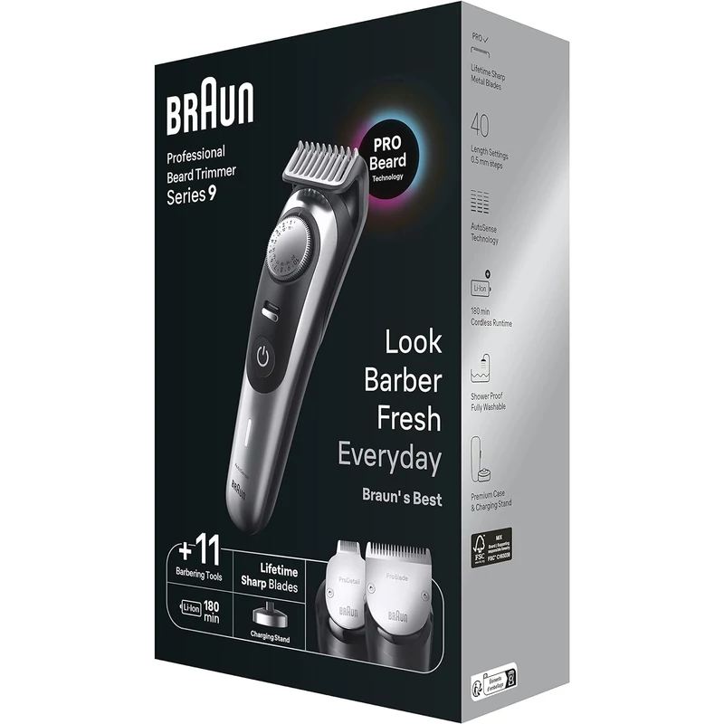 Braun BT9441/0 Series 9 professzionális szakállvágó - Fekete/Szürke