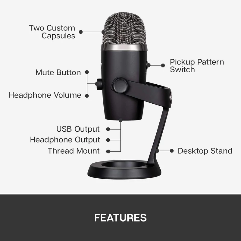 Blue Yeti Nano USB mikrofon - Fekete (988-000401)