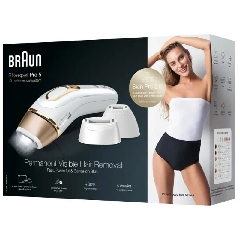Braun PL5243 Silk-expert Pro 5 IPL villanófényes szőrtelenítő - Fehér/Arany