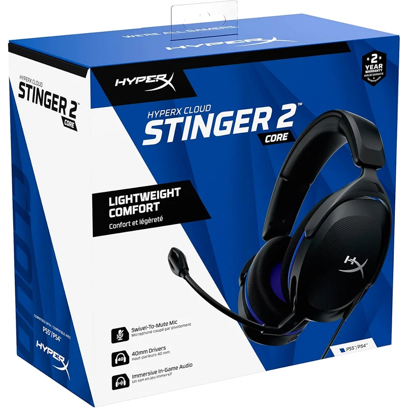 HyperX Cloud Stinger 2 Core PS4/PS5 vezetékes gaming headset - Fekete (6H9B6AA)
