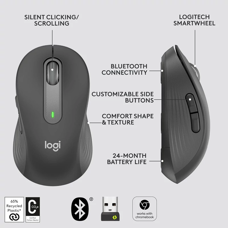 Logitech M650 L nagy méretű jobbkezes vezeték nélküli egér (910-006236)